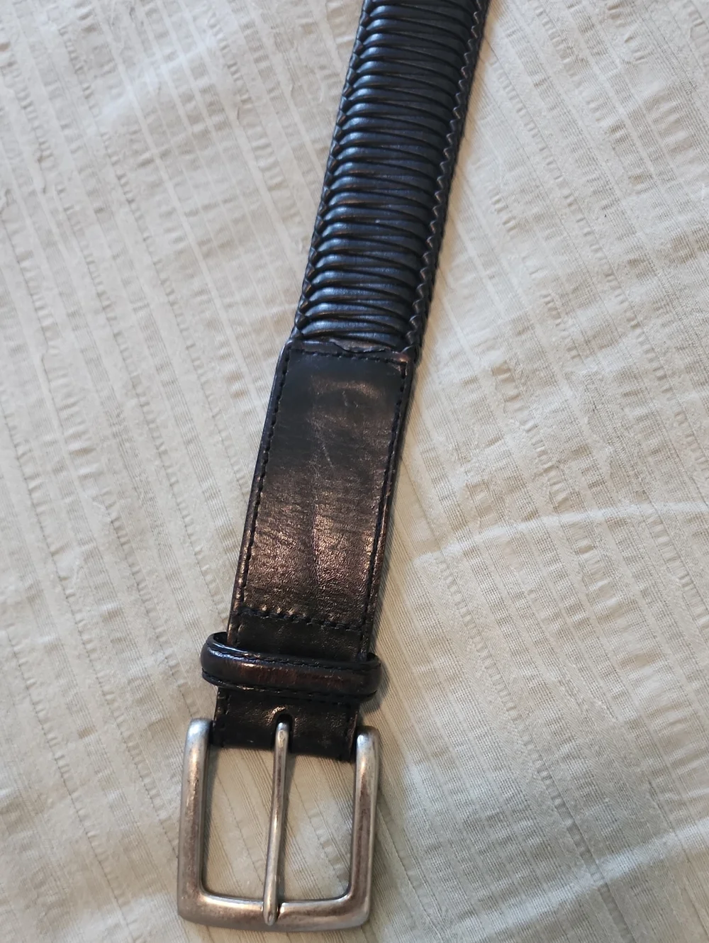 Tommy Bahama Classic Black Braided Leather Men's Belt